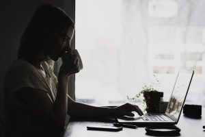 Girl looking at the computer