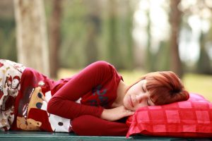 Girl sleeping on a sofa