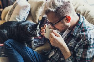 A man drinking a coffee 