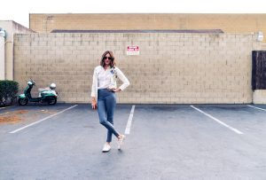 A woman at a parking lot