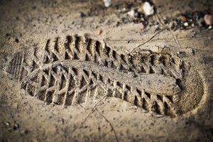 Shoe print in the mud