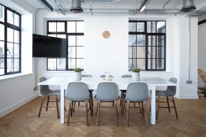 A contemporary dining room.