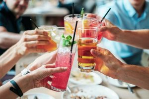 Group of friends toasting.