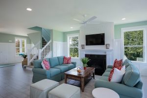 Light blue living room.