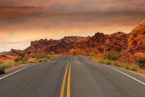 A deserted road.