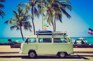 A van with people moving to one of the officially voted top Florida cities.