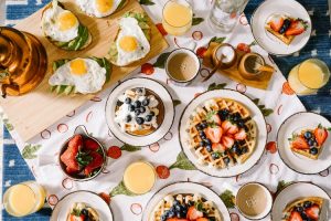 Breakfast spread.