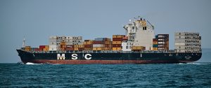 a huge cargo ship in the sea