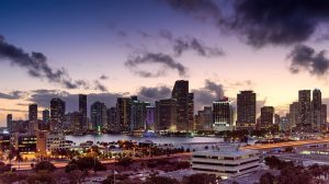 Miami at sunset.