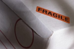 Fragile sticker on white.