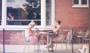 two girls talking