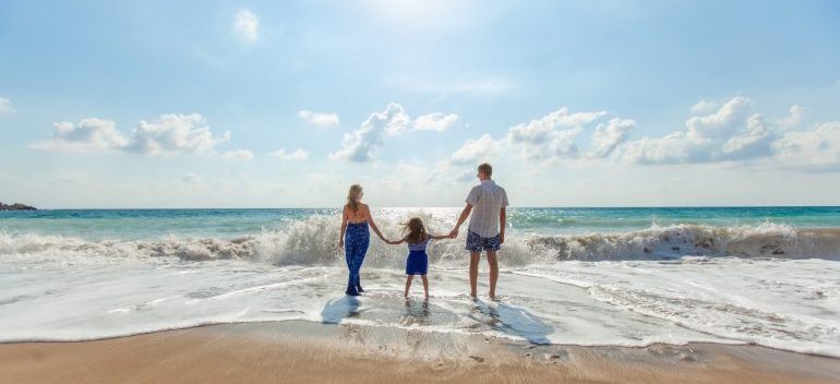 A family at the beach