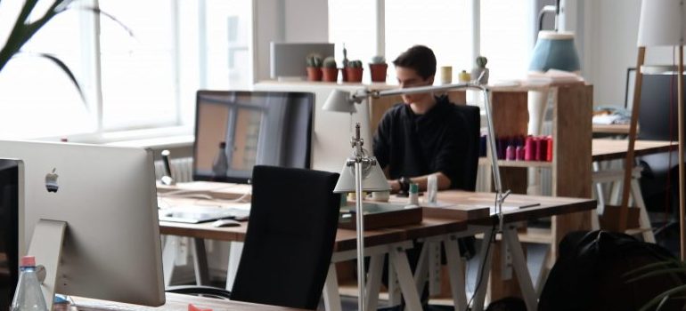 office, male person working