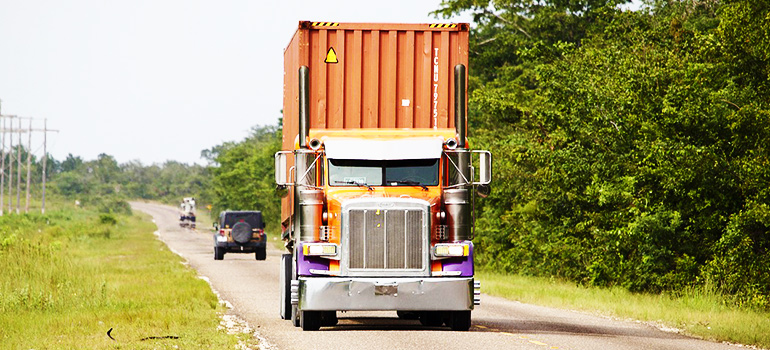 truck carrying a container