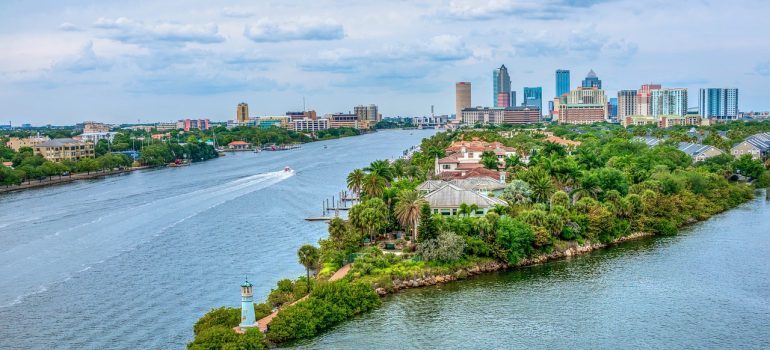 Aerial view of Tampa Bay in Florida.