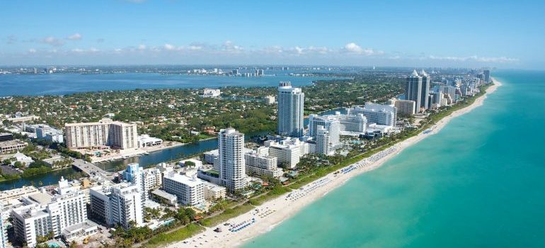 A view of Miami from the coast, representing places where long distance movers in Pembroke Pines might move you.