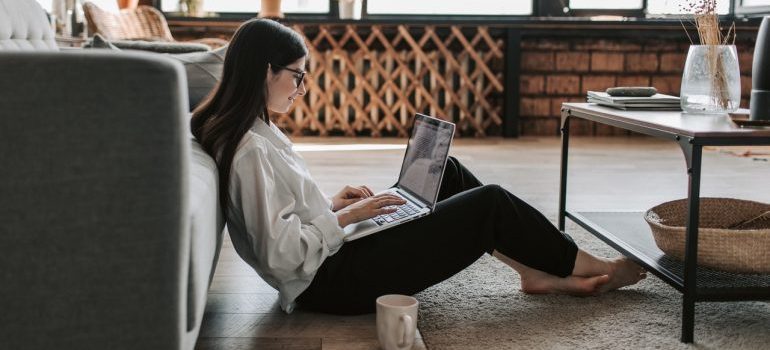 woman working on her laptop