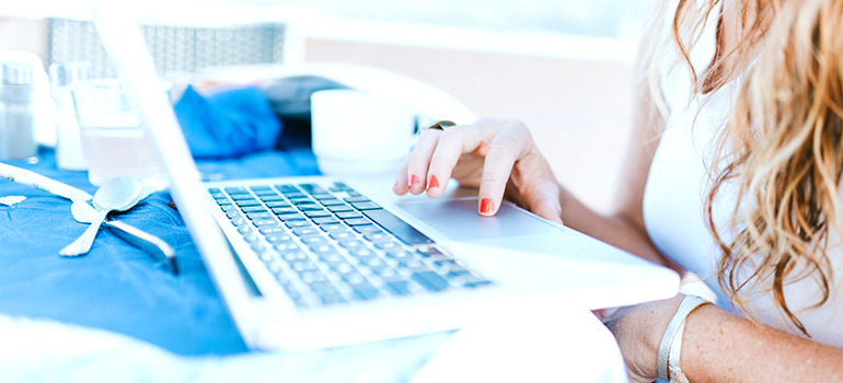 a woman using laptop