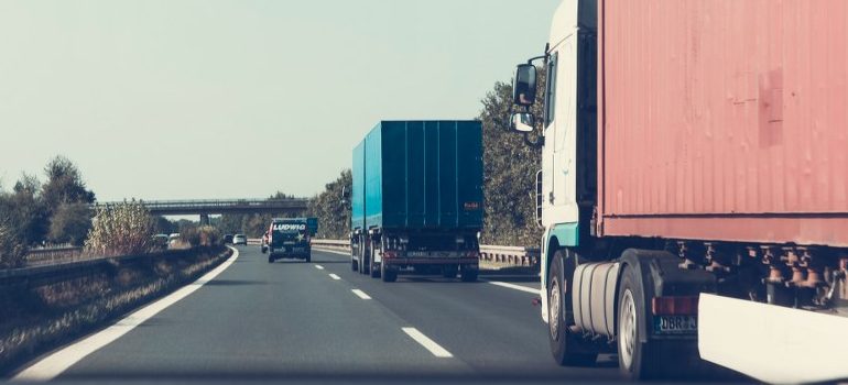 moving trucks on the road