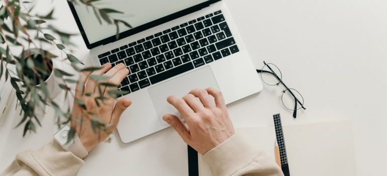 person working on a laptop