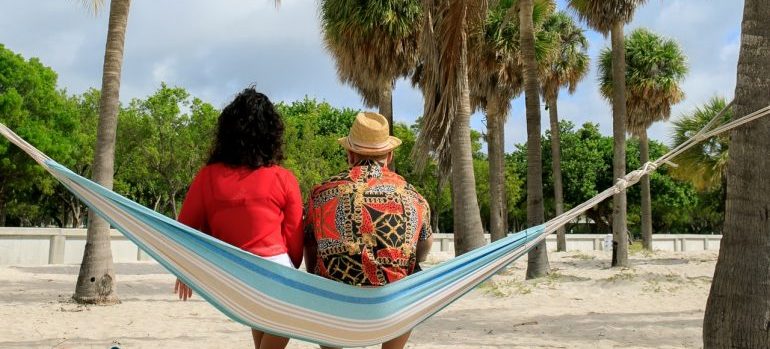 The couple enjoys the beach.