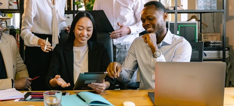 several people in an office