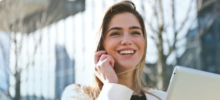 a woman talking on the phone