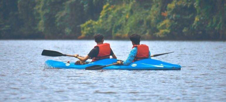 two men kayaking 