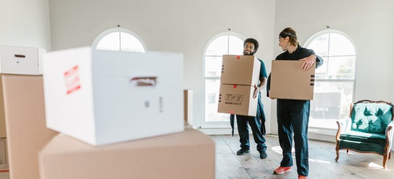 Commercial movers Clewiston taking boxes out of an office