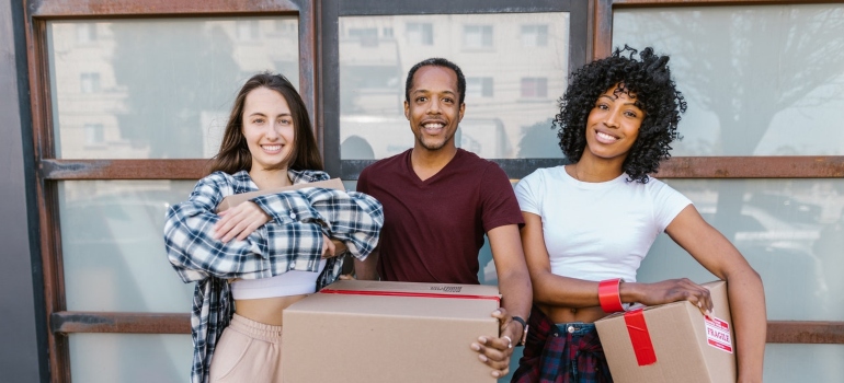 Happy people about to relocate