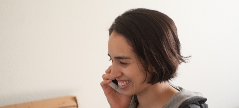 a woman talking on the phone