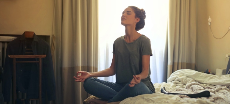 A woman meditating