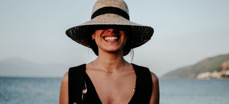 woman smiling on a beach