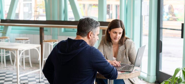 man and woman at a restaurant