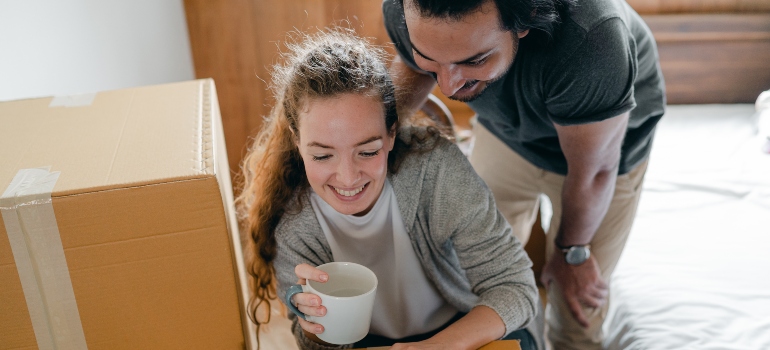 a couple organizing a move