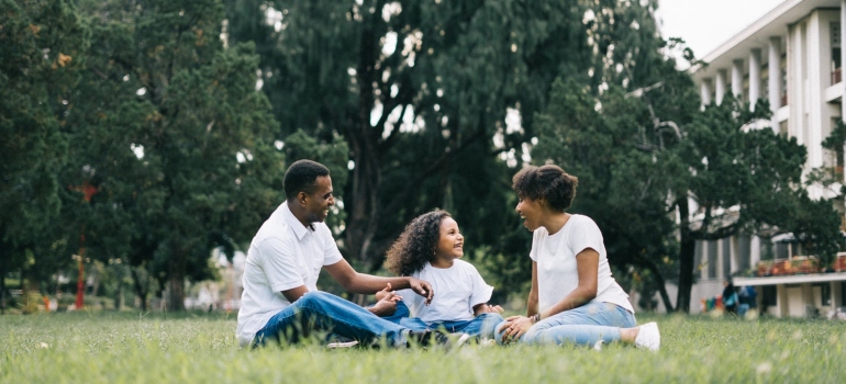 A family in a park