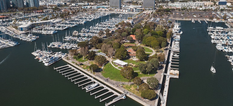 Aerial Photography of Watercrafts Docked on a Marina. 