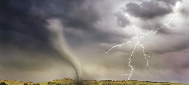 A tornado and lightning 