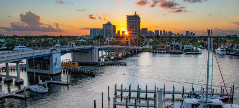 Sunrise in a Florida coastal city