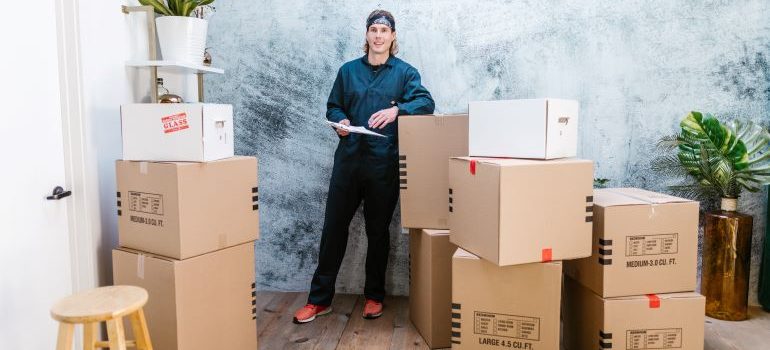 mover surrounded by boxes