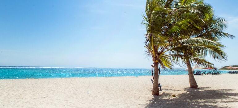 A beautiful beach in sunny weather