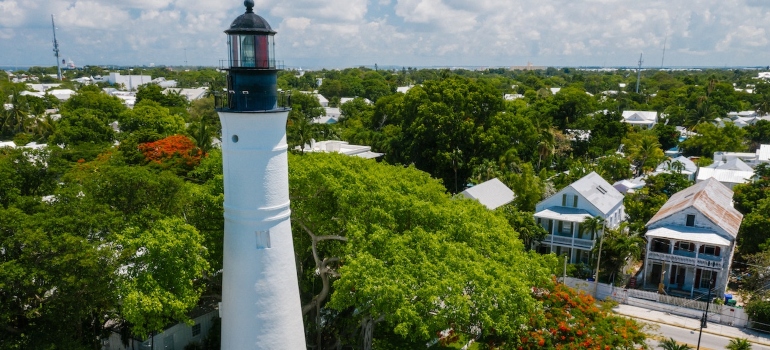 aerial shot of the key west lighthouse in florida