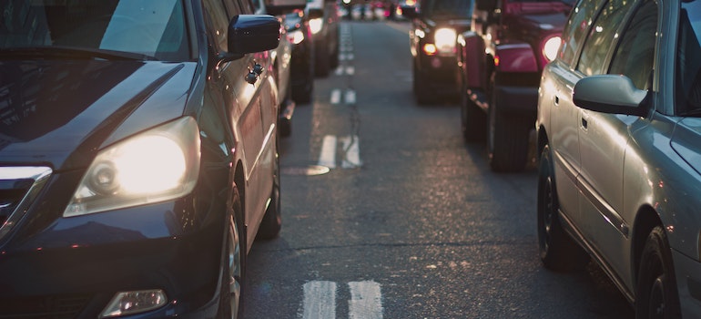 Cars on the busy street 