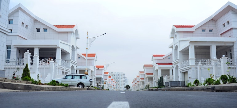 a row of houses in a street