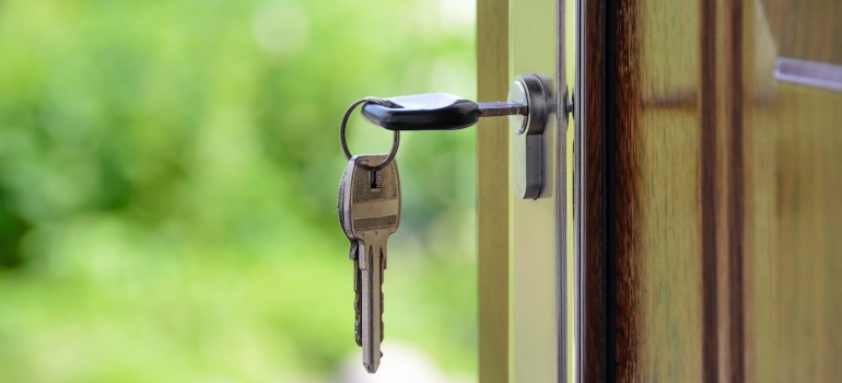 The key in the front door lock