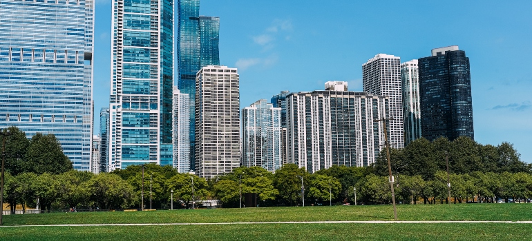 Modern buildings over a grass field in Tallahassee