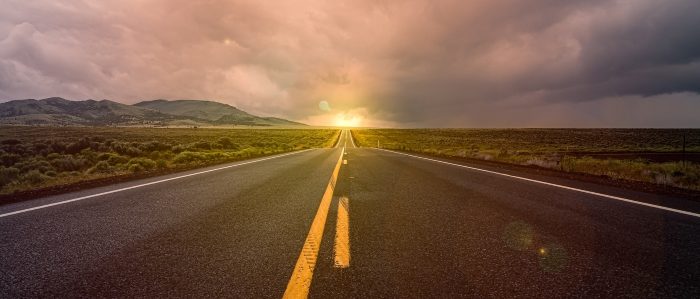 The empty road during sunset