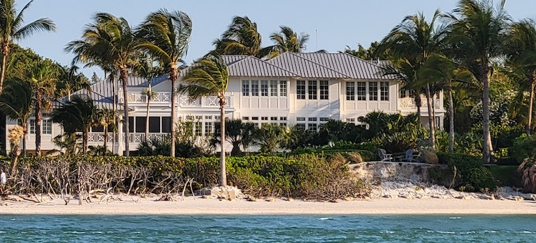 A villa on the sandy beach in Pompano Beach Florida during a windy day