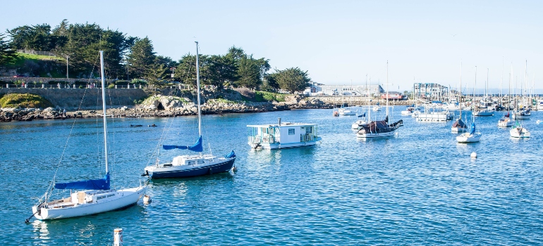 Boats sailing on a sunny day