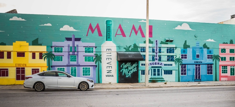 A nightclub in Miami with colorful graffiti